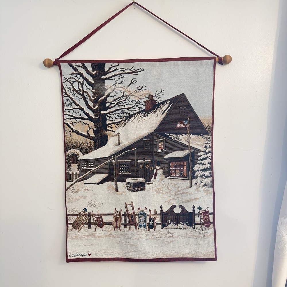 Cocoa at the Copperfields Wall Hanging Tapestry w/ Wood Rod by Charles Wysocki